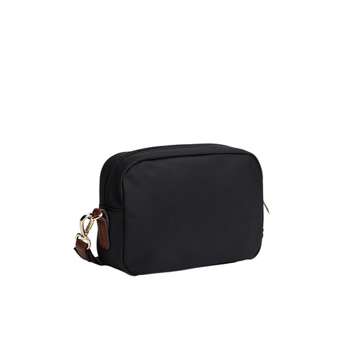 Borsa Donna in nylon monocolore, a tracolla, con logo metallico